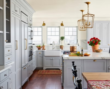 Mẫu bếp chữ L tông màu trắng xám